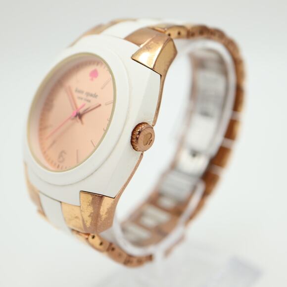 Kate Spade Womens Rose Gold Tone White Watch 37mm Dial Bracelet w New Battery main image 12